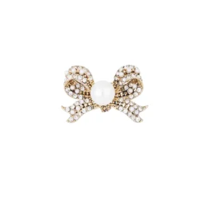 Strik met parel en strass Broche - Goud