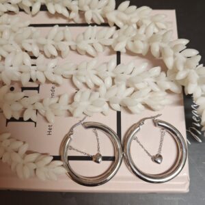 Oorbellen hoops hart - Zilver