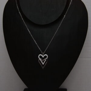 Ketting dubbel hart - Zilver