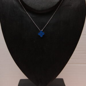 Ketting klaver blauw - Zilver
