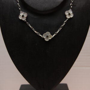 Ketting klaver parelmoer - Zilver