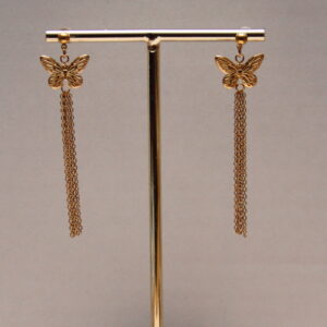 Oorbellen vlinder ketting - Goud