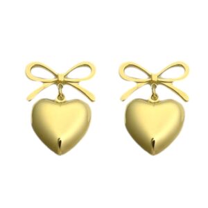 Oorbellen strik hart - Goud