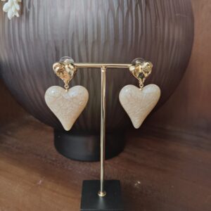 Oorbellen hart - Beige