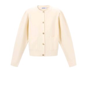 Vest met bloemen knoop - Ecru