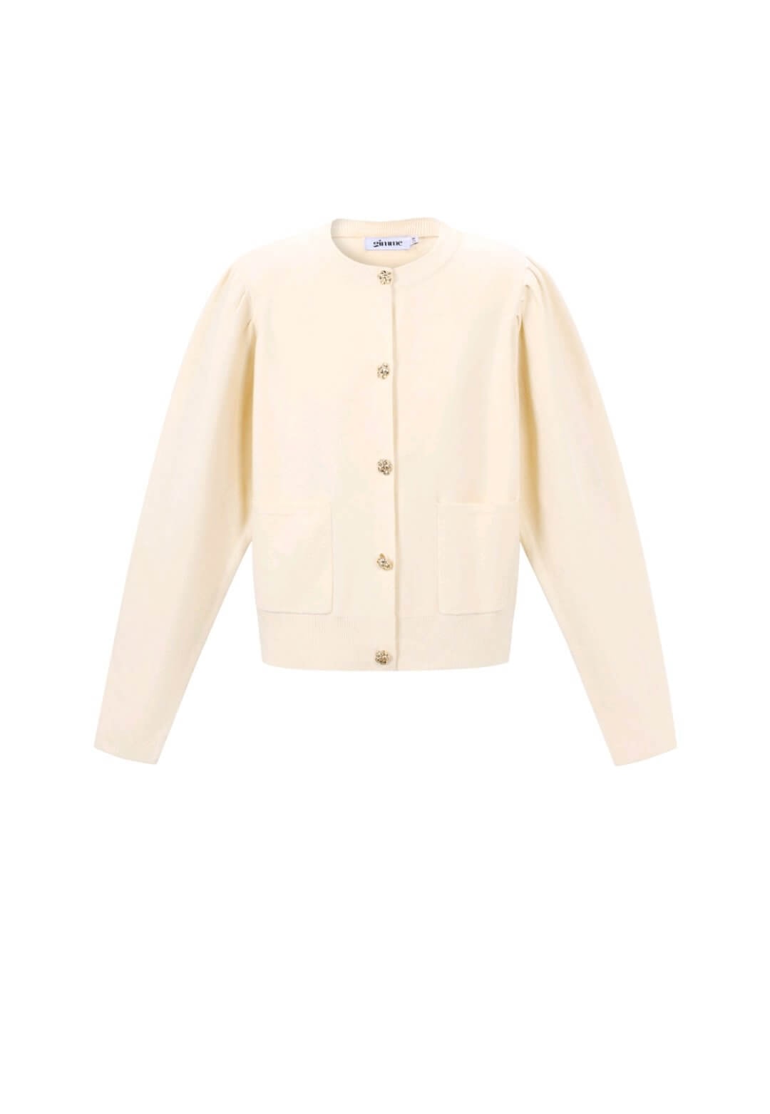 Vest met bloemen knoop - Ecru