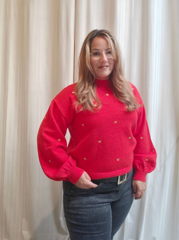 Trui hartjes rood