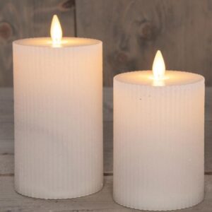 LED kaars rustiek ribbel - creme