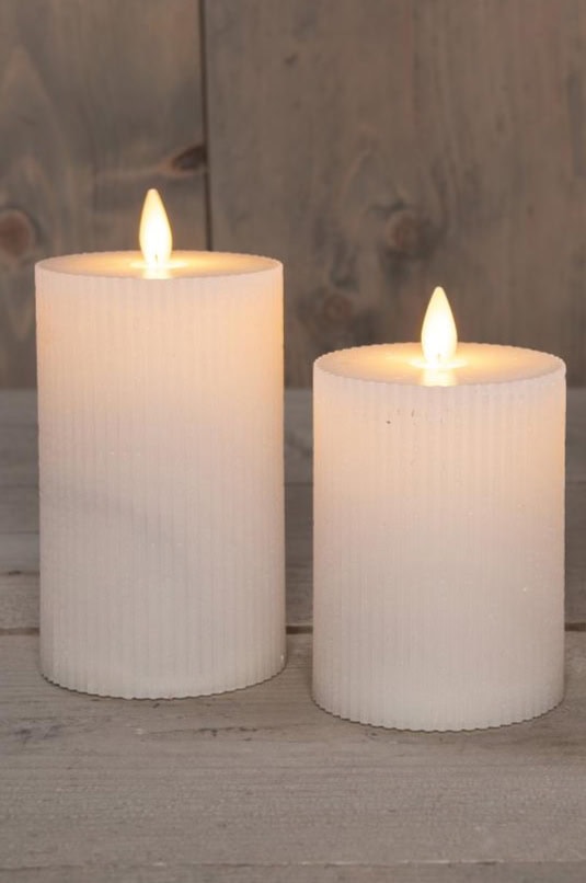 LED kaars rustiek ribbel - creme