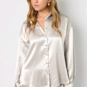 Blouse met zijden look - Off white