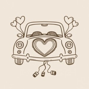 Tegeltje-Just married auto