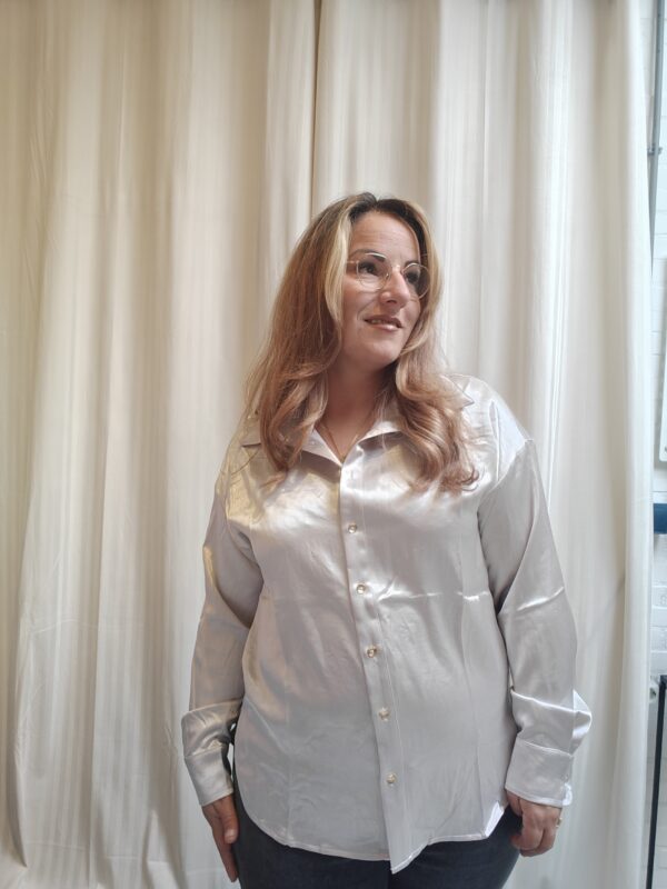 Blouse met zijde look dames | Off white