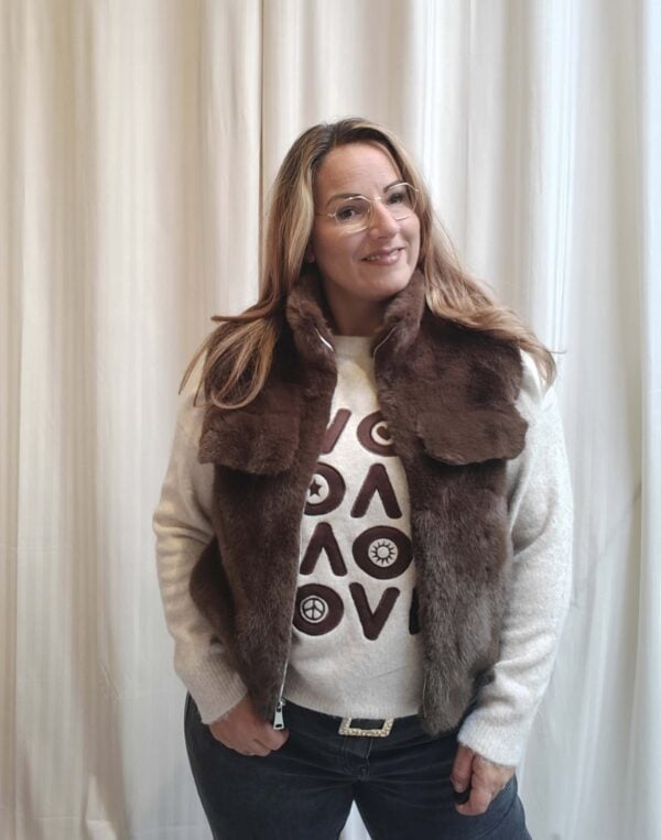 Faux fur bodywarmer | Bruin