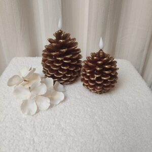 LED-dennenappel | bruin/goud