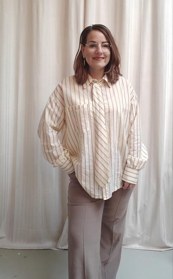 Blouse stripe | Zacht geel - Afbeelding 3