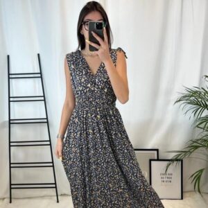 Maxi (magic) jurk Bloom | Zwart of Navy